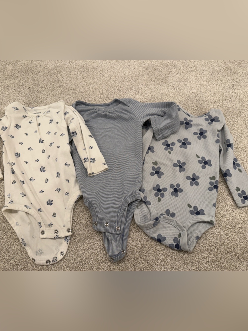 Carter’s Blue Floral & Stripe Baby Onesie Set